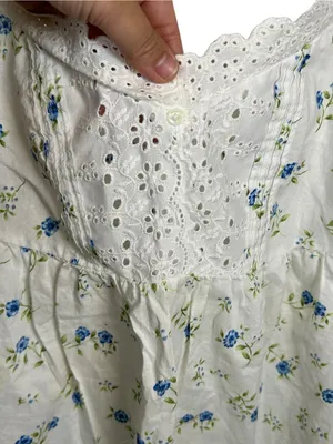 Victoria’s Secret Y2K Floral Eyelet Babydoll Cami White Blue Coquette Small thumbnail 5