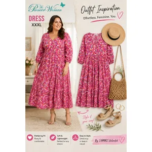 The Pioneer Woman Women Maxi Dress 3XL Pink Floral Tiered Rayon Boho Cottagecore thumbnail 2