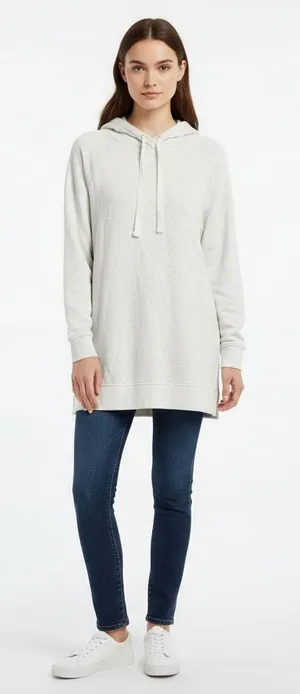 Gap Sweats Light Heather Gray Super Soft Oversized Drawstring Hoodie‎ Size Small thumbnail 1