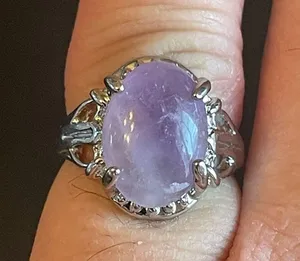 Purple amethyst gemstone S925 silver ring size 5.25 thumbnail 9