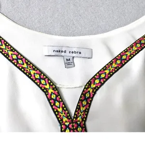 Naked Zebra Cami‎ Tank Top Womens Medium White Embroidered Boho AT20299 Festival thumbnail 2