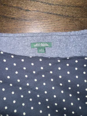 Navy blue polka dot off the shoulder crewneck thumbnail 2