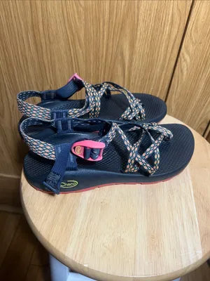 Chacos Women's Black Sandals with Pink and Orange Strap Accents thumbnail 4