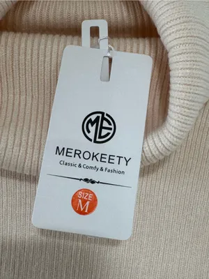 MEROKEETY NWT Light Pink Oversized Ribbed Turtleneck Sweater M thumbnail 4
