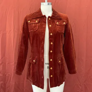 Vintage 70s Rust Corduroy Safari Field Jacket thumbnail 6