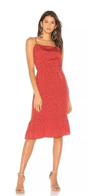 Lovers + Friends Rust Red Basil Mini Star Novelty Print Ruffle Hem Dress‎ Size M thumbnail 1
