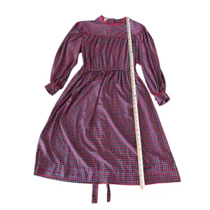 Vintage Jack Mulqueen Silksational Plaid Midi Dress Size 12 Puff Sleeve thumbnail 2
