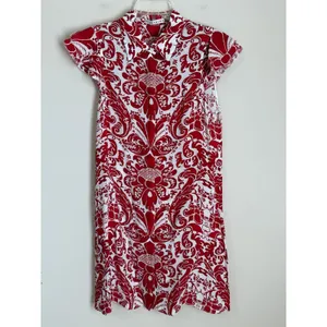 Alice + Olivia Shirt Dress Dress Womens S Red White Damask Flutter Sleeve thumbnail 2