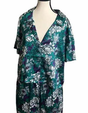 Adore Me Pajama Set Sz M Floral Satin Wide Leg Confort Loungewear Feminine thumbnail 5