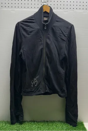 Harley Davidson Y2K Silver Logo Zip Up Jacket thumbnail 1