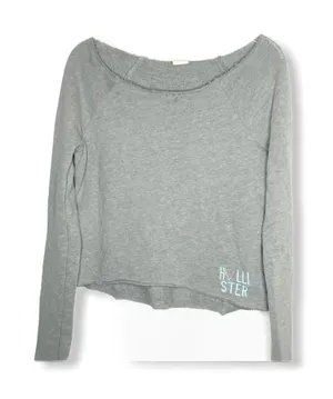Hollister Off Shoulder Shirt Gray thumbnail 1
