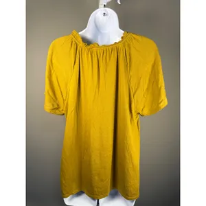 J. Jill Embroidered Mustard Boho Peasant Top Size‎ S Cottagecore Festival thumbnail 5