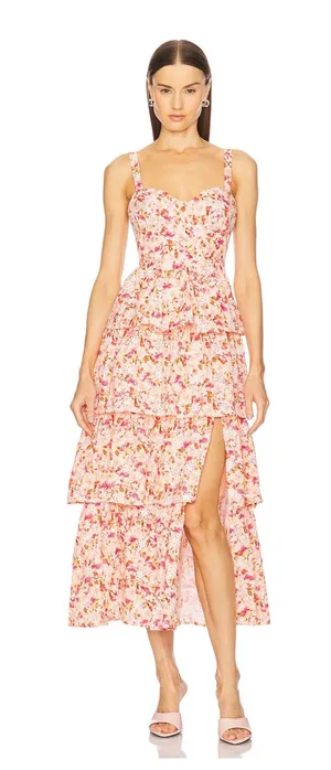 Midsummer Dress ASTR the Label Floral Tiered Maxi thumbnail 1