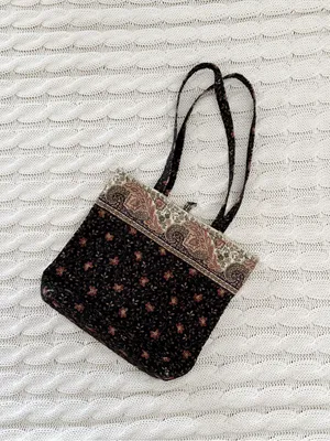 Vera Bradley Retired Black Walnut Floral Tote Bag with Paisley Trim thumbnail 2