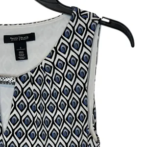 White House Black Market Women's Top Geometric Ruched Sleeveless Keyhole‎ Small thumbnail 4