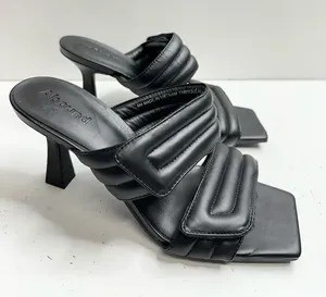 Abound Shoes Womens Size 6 Qarly Heeled Black Square Toe Slip On Sandals‎ thumbnail 1