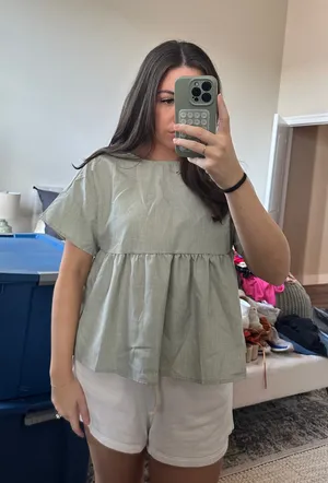 Green Peplum Shein Top thumbnail 1