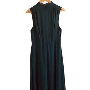 NWT Lulus Chiffon Sleeveless Highneck Key Hole Back Side Slit Maxi Dress M Green thumbnail 3
