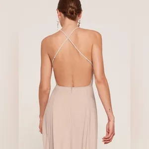 Reformation Size 4 Myrtle Dress Champagne Cream Flowy‎ Maxi Sleeveless thumbnail 4