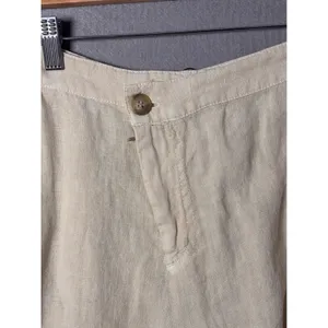 Zara Womens Alana Linen Pant M Beige Cargo Wide Leg Seam Detail Coastal Grandma thumbnail 6