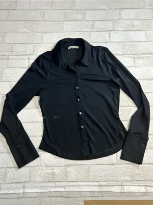 Abercrombie & Fitch Black Mesh Button-Front Long Sleeve Shirt Size Small thumbnail 5