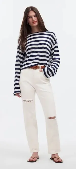 Madewell The‎ Petite '90s Straight Leg Jeans High Rise Tile White NWT Size 26P thumbnail 1