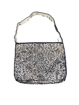 Vintage 90s Hillard& Hansen satin beaded evening bag formal purse prom black tie thumbnail 9