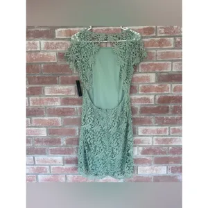 Lulu’s Hidden Talent Backless Dress NEW Women’s Large Lace Green Sheath Summer thumbnail 6