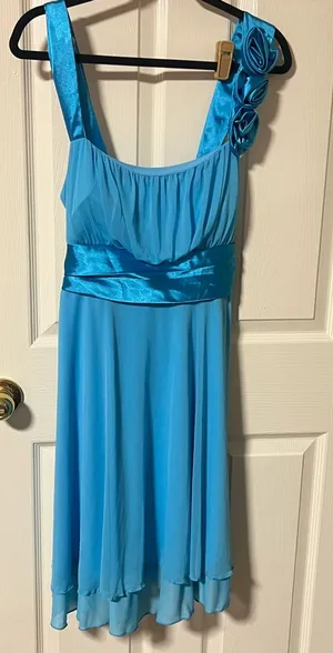 Vintage Rory USA SZ XXL Blue Rosette Homecoming Dress Y2K Fairycore Flowy thumbnail 1