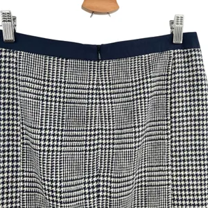 Boden British Tweed Pencil Skirt‎ Houndstooth Plaid Navy Blue Size US 6R thumbnail 8
