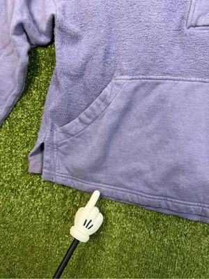 REI Co-Op Purple‎ Terrycloth 1/2 Button Pullover Cropped Sweatshirt Mock Neck S thumbnail 3