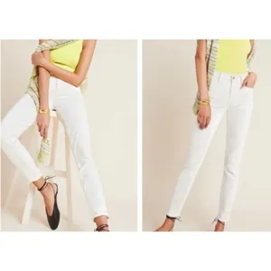 Paige Hoxton ankle white raw hem mid rise skinny jeans 27 thumbnail 2