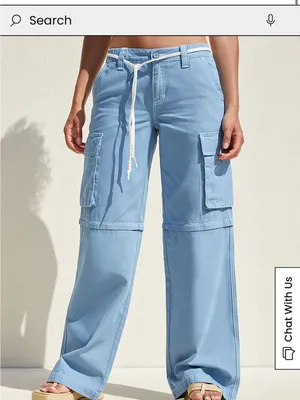 NWT Pacsun Blue Zip Off Low Rise Puddle Pants featuring convertible legs large thumbnail 3