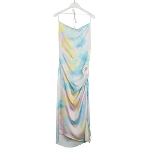 Zara Tie Dye Slip Midi Dress Tie Neck Multicolor Midi Dress Extra Small XS thumbnail 11