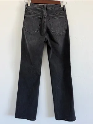 Quince Bella Stretch Straight Jeans 24 Faded Black High Rise 28” Comfort Denim thumbnail 4