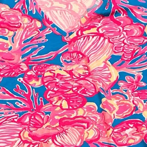 Lilly Pulitzer Michelle Cap Sleeve Vneck Tshirt Cotton Stretchy Pink Blue Top S thumbnail 5