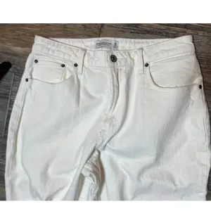 Abercrombie & Fitch High Rise Mom Jean Curve Love White Distressed Ripped 30/10R thumbnail 3