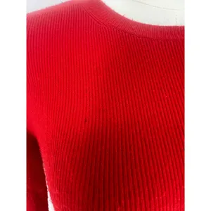 Alice + Olivia Ciara Bright Red‎ Ribbed Cropped Pullover Sweater XS thumbnail 5