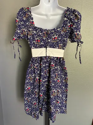 Unique Vintage NWT Retro Navy Mushroom and Rooster Dress LARGE thumbnail 7