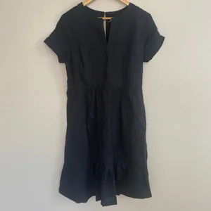 NWOT Pact Linen Blend Midi Dress Womens Sz Medium Black Organic Cotton thumbnail 4