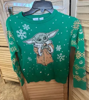 Disney Green Knit Holiday Sweater Medium thumbnail 1