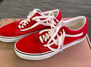 Vans Red Classic Sneakers with Canvas Upper and Rubber Sole thumbnail 1