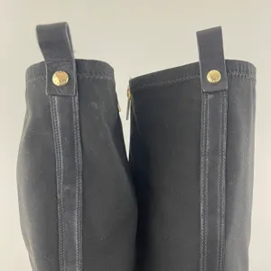 Michael Kors Black Leather Gold Hardware Buckle Arley Knee High Riding Boots thumbnail 9