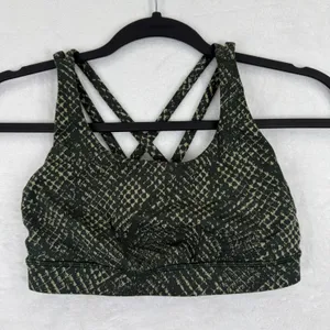 Lululemon Energy Bra Size 4 Dark Olive Green Snakeskin‎ Print Strappy Sports Bra thumbnail 1