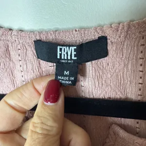 Frye Women's Textured Peasant Dusty Rose Top Aztec Pattern‎ Blouse Medium Boho thumbnail 8