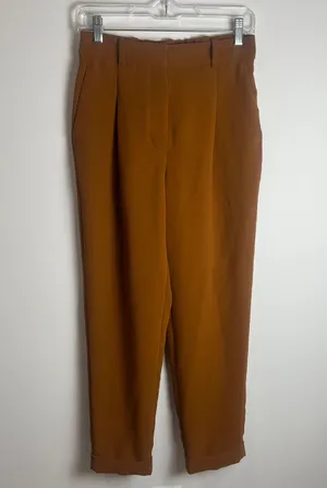 Aritzia Wilfred Camel Pleated Ankle Length Cuffed Hem Trouser Pants thumbnail 1