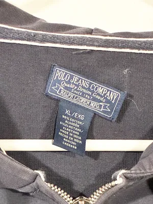 Vintage Ralph Lauren Polo Jeans CO Spell Out Full Zip Lightweight Hoodie Size XS thumbnail 3