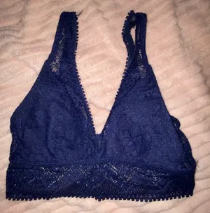 Aerie NWOT Navy Blue Lace V Neck Bralette thumbnail 2