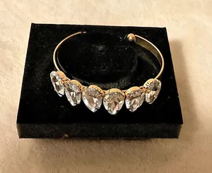 Crystal Gold-Tone Cuff Bracelet Like New thumbnail 1