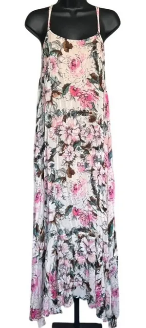 Plenty by Tracy Reese Floral Maxi Dress Sz XS Pink White Boho Gypsy Flowy‎ Sheer thumbnail 1